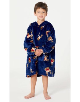 Kids Unisex Christmas Reindeer Snuggle Hoodie - Navy