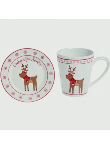 Reindeer Christmas Eve Plate & Mug Set