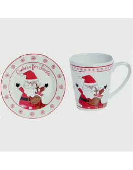 Santa Christmas Eve Plate & Mug Set